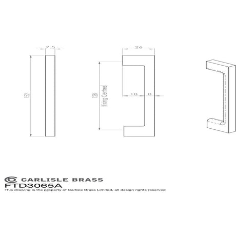 Finger Tip Design Cabinet Hardware Polished Chrome / Cabinet Pull Handles / 152mm c/c FTD - Slim D Handle 152mm - Polished Chrome