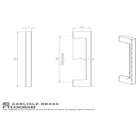 Finger Tip Design Cabinet Hardware Polished Chrome / Cabinet Pull Handles FTD - Slim D Handle 190mm - Polished Chrome