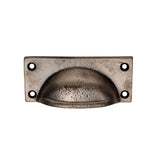 Finger Tip Design Cabinet Hardware Pewter Effect / Cabinet Cup Pulls FTD - Square Plate Cup Handle - Pewter Effect