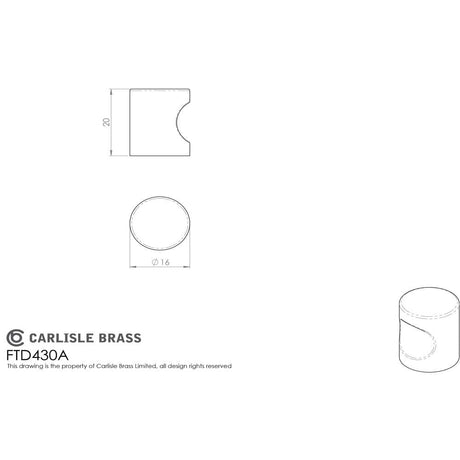 Finger Tip Design Cabinet Hardware Polished Stainless Steel / Cabinet Knobs / 16mm Dia. FTD - Stainless Steel Cylindrical Knob 16mm - Polished Stainless Steel
