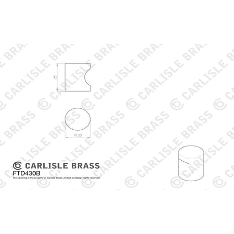 Finger Tip Design Cabinet Hardware Polished Stainless Steel / Cabinet Knobs / 20mm Dia. FTD - Stainless Steel Cylindrical Knob 20mm - Polished Stainless Steel