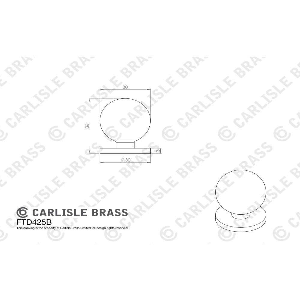 Finger Tip Design Cabinet Hardware Satin Nickel / Cabinet Knobs / 30mm Dia. FTD - Stainless Steel Spherical Knob 30mm - Satin Nickel