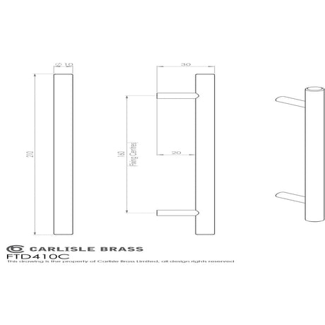 Finger Tip Design Cabinet Hardware Stainless Steel / Cabinet Pull Handles FTD - Stainless Steel T-Bar Handle - Stainless Steel