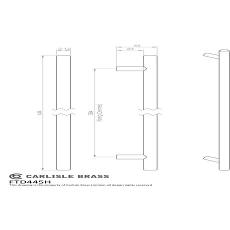 Finger Tip Design Cabinet Hardware Satin Nickel / Cabinet Pull Handles FTD - Steel T-Bar Handle 384mm - Satin Nickel