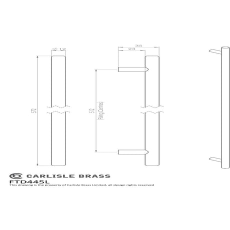 Finger Tip Design Cabinet Hardware Satin Nickel / Cabinet Pull Handles FTD - Steel T-Bar Handle 512mm - Satin Nickel