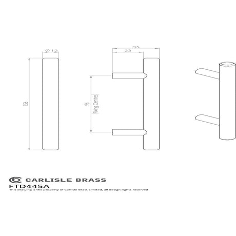 Finger Tip Design Cabinet Hardware Polished Chrome / Cabinet Pull Handles / 96mm c/c FTD - Steel T-Bar Handle 96mm - Polished Chrome