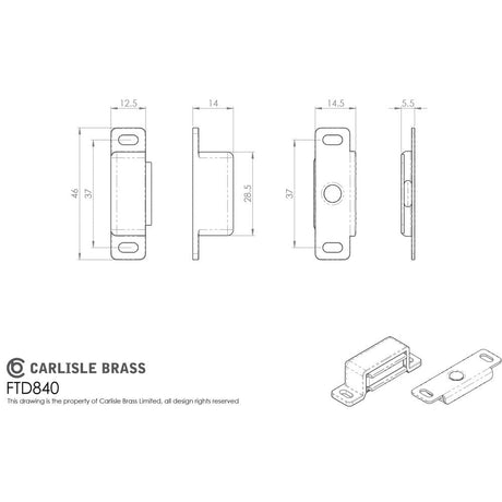 Finger Tip Design Cabinet Hardware Black / Magnetic Catch FTD - Superior Steel Magentic Catch - Black