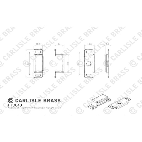 Finger Tip Design Cabinet Hardware Florentine Bronze / Magnetic Catch FTD - Superior Steel Magnetic Catch - Florentine Bronze