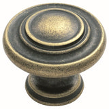 Finger Tip Design Cabinet Hardware Antique Brass / Cabinet Knobs / 34mm Dia. FTD - Traditional Pattern Knob 34mm - Antique Brass