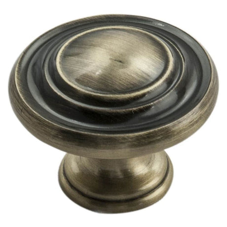 Finger Tip Design Cabinet Hardware Antique Burnished Brass / Cabinet Knobs / 34mm Dia. FTD - Traditional Pattern Knob 34mm - Antique Burnished Brass