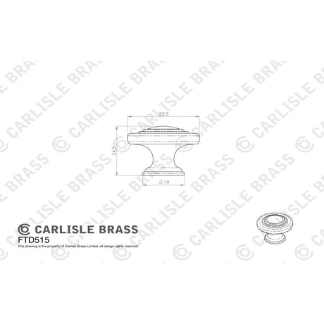 Finger Tip Design Cabinet Hardware Pewter / Cabinet Knobs / 34mm Dia. FTD - Traditional Pattern Knob 34mm - Pewter