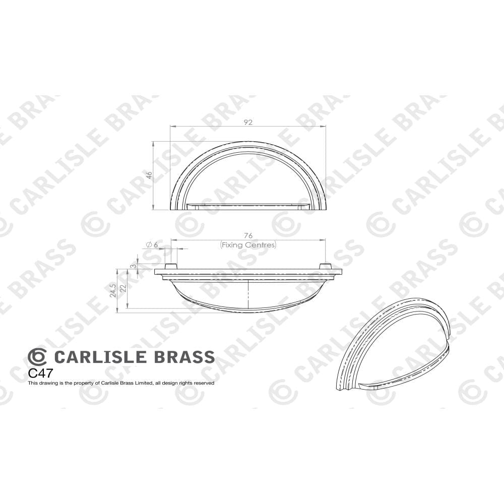 Finger Tip Design Cabinet Hardware Matt Black / Cabinet Cup Pulls FTD - Victorian Cup Pull - Matt Black