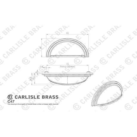 Finger Tip Design Cabinet Hardware Polished Nickel / Cabinet Cup Pulls FTD - Victorian Cup Pull - Polished Nickel