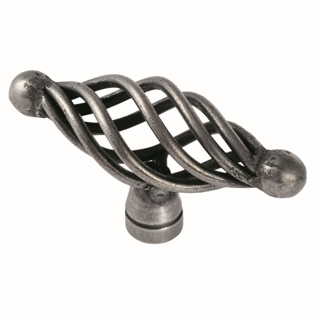 This is an image of a FTD - Steel Cage Oval Knob - Antique Steel that is availble to order from Trade Door Handles in Kendal.