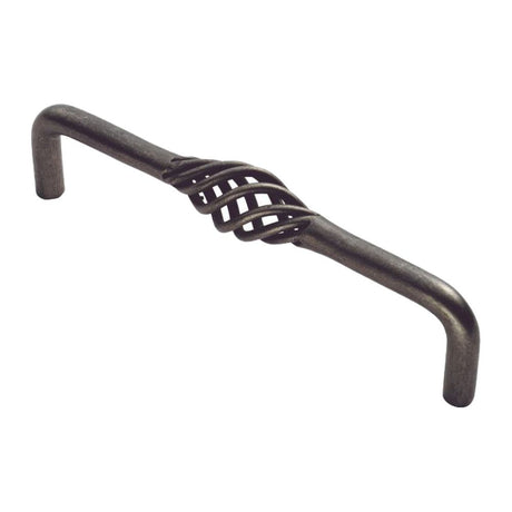 This is an image of a FTD - Steel Cage Pull Handle - Antique Steel that is availble to order from Trade Door Handles in Kendal.