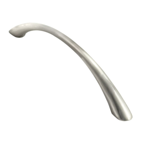 This is an image of a FTD - Waisted Bow Handle 128mm - Satin Nickel that is availble to order from Trade Door Handles in Kendal.