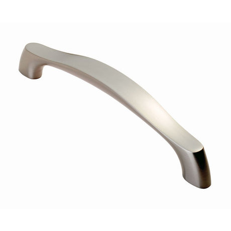This is an image of a FTD - Chunky Arched Grip Handle 128mm - Satin Nickel that is availble to order from Trade Door Handles in Kendal.