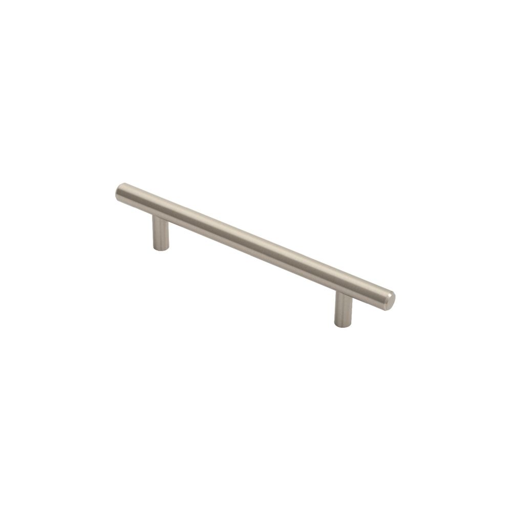 This is an image of a FTD - Steel T-Bar Handle 128mm - Satin Nickel that is availble to order from Trade Door Handles in Kendal.