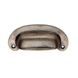 This is an image of a FTD - Oval Plate Cup Handle 86mm - Pewter Effect that is availble to order from Trade Door Handles in Kendal.