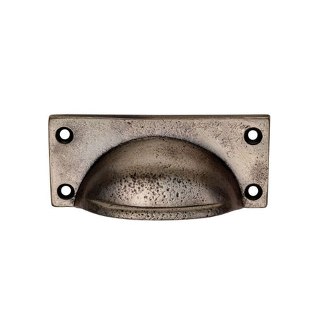 This is an image of a FTD - Square Plate Cup Handle - Pewter Effect that is availble to order from Trade Door Handles in Kendal.