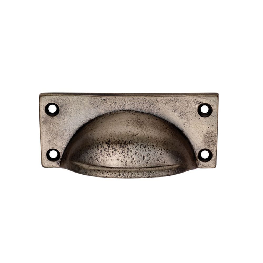 This is an image of a FTD - Square Plate Cup Handle - Pewter Effect that is availble to order from Trade Door Handles in Kendal.