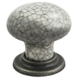 This is an image of a FTD - Porcelain Mushroom Pattern Knob 35mm - Antique Steel Midnight Blue Crackle  that is availble to order from Trade Door Handles in Kendal.