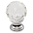 This is an image of a FTD - Clear Faceted Knob 40mm - Clear Translucent Chrome  that is availble to order from Trade Door Handles in Kendal.