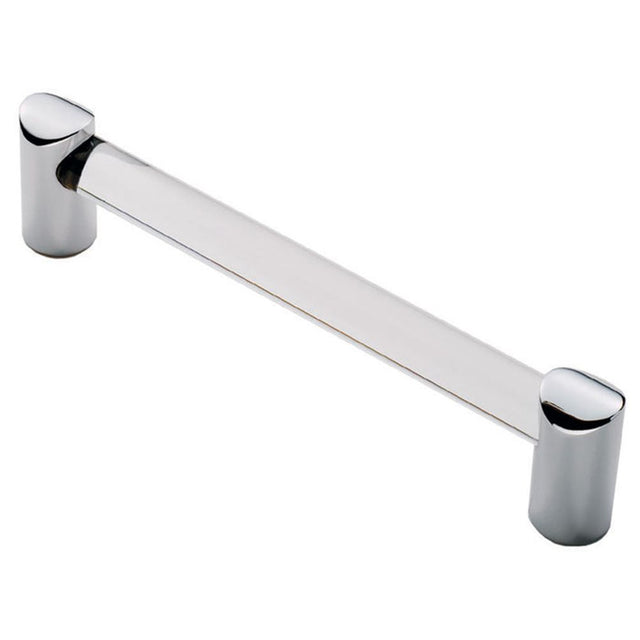 This is an image of a FTD - Clear Acrylic Bar Handle 128mm - Acrylic Clear Chrome  that is availble to order from Trade Door Handles in Kendal.