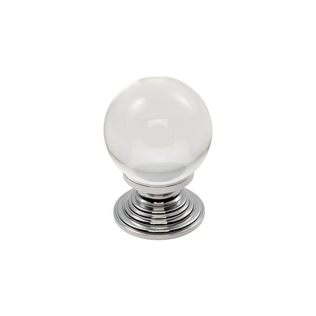 This is an image of a FTD - Clear Ball Knob 27mm - Clear Translucent Chrome that is availble to order from Trade Door Handles in Kendal.