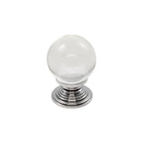 This is an image of a FTD - Clear Ball Knob 32mm - Clear Translucent Chrome that is availble to order from Trade Door Handles in Kendal.