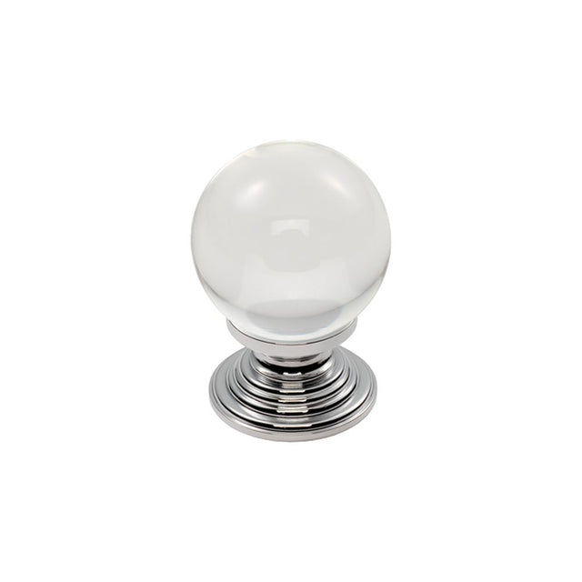 This is an image of a FTD - Clear Ball Knob 32mm - Clear Translucent Chrome that is availble to order from Trade Door Handles in Kendal.