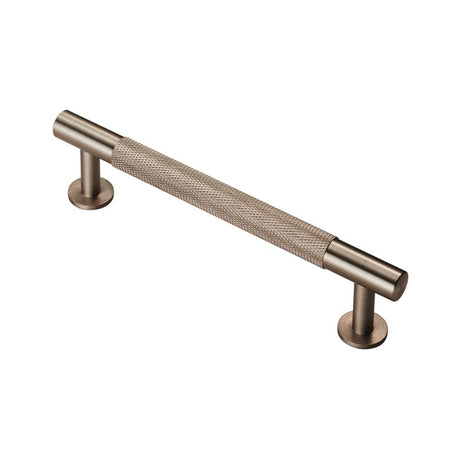 This is an image of a FTD - Knurled Pull Handle 128mm c/c - Satin Nickel that is availble to order from Trade Door Handles in Kendal.