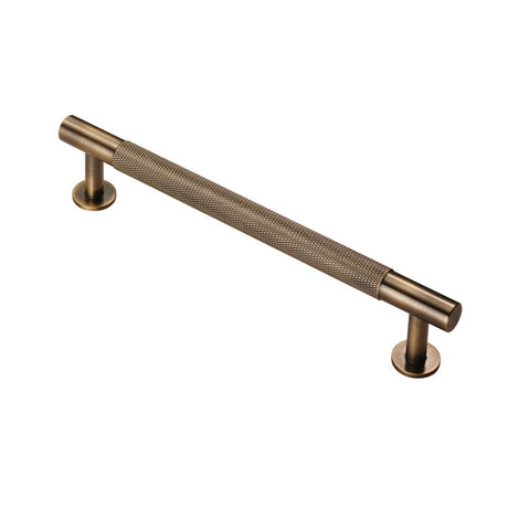 This is an image of a FTD - Knurled Pull Handle 160mm c/c - Antique Brass that is availble to order from Trade Door Handles in Kendal.