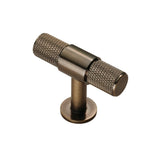 This is an image of a FTD - Knurled T-bar Knob - Antique Brass that is availble to order from Trade Door Handles in Kendal.