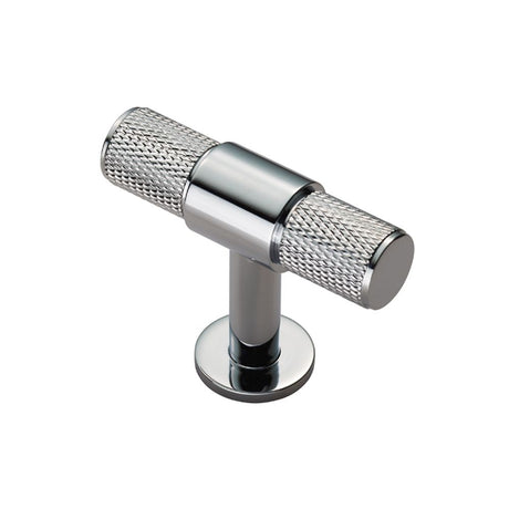 This is an image of a FTD - Knurled T-bar Knob - Polished Chrome that is availble to order from Trade Door Handles in Kendal.