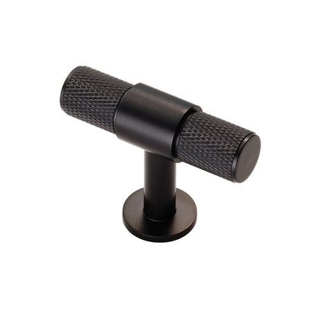 This is an image of a FTD - Knurled T-bar Knob - Matt Black that is availble to order from Trade Door Handles in Kendal.