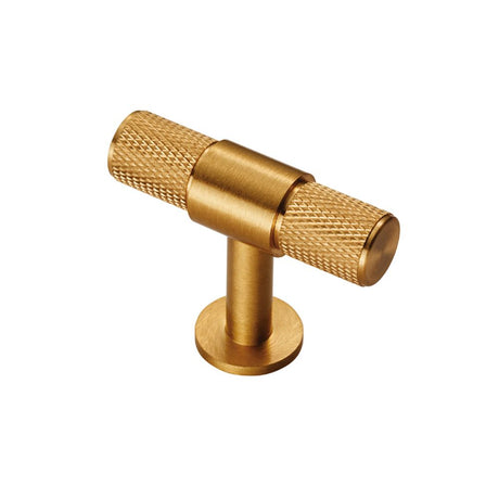 This is an image of a FTD - Knurled T-bar Knob - Satin Brass that is availble to order from Trade Door Handles in Kendal.