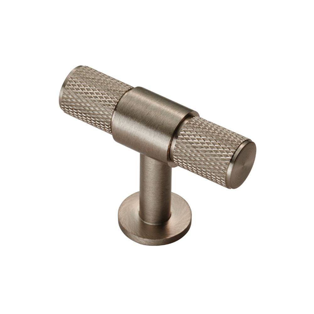 This is an image of a FTD - Knurled T-bar Knob - Satin Nickel that is availble to order from Trade Door Handles in Kendal.