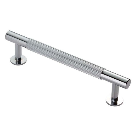 This is an image of a Carlisle Brass - Lines Pull Handle 128mm c/c - Polished Chrome that is availble to order from Trade Door Handles in Kendal.