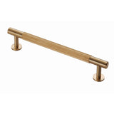 This is an image of a Carlisle Brass - Lines Pull Handle 160mm c/c - Satin Brass that is availble to order from Trade Door Handles in Kendal.