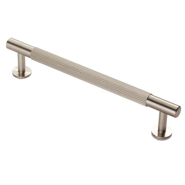 This is an image of a Carlisle Brass - Lines Pull Handle 160mm c/c - Satin Nickel that is availble to order from Trade Door Handles in Kendal.