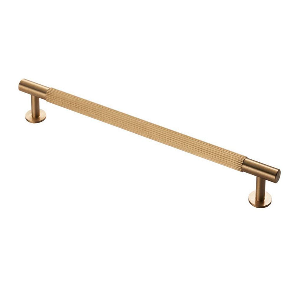 This is an image of a Carlisle Brass - Lines Pull Handle 224mm c/c - Satin Brass that is availble to order from Trade Door Handles in Kendal.