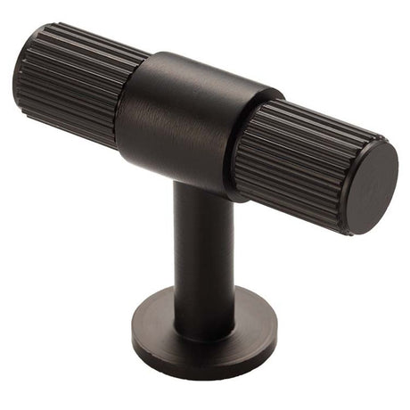 This is an image of a Carlisle Brass - Lines T-bar Knob - Matt Black that is availble to order from Trade Door Handles in Kendal.