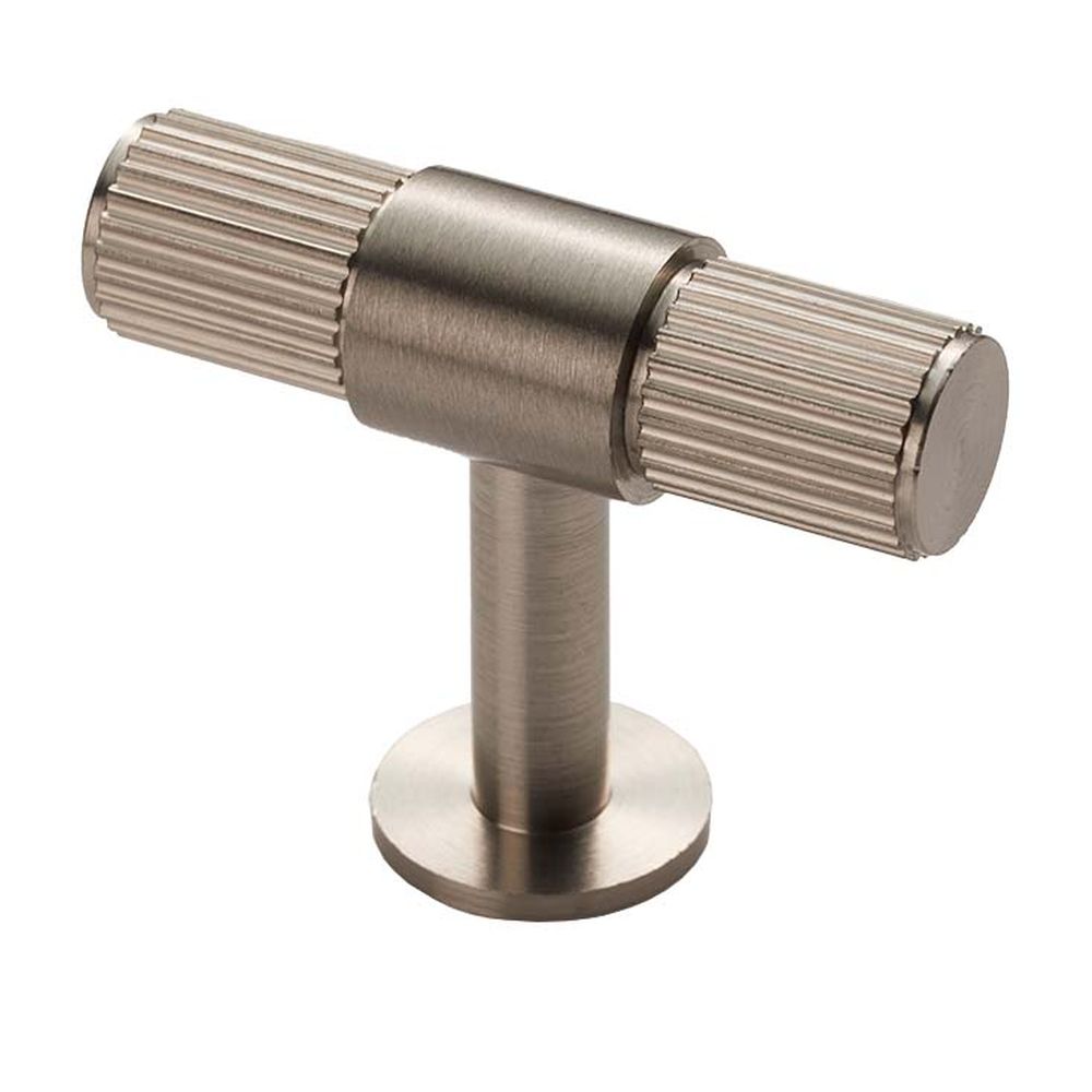 This is an image of a Carlisle Brass - Lines T-Bar Knob - Satin Nickel that is availble to order from Trade Door Handles in Kendal.