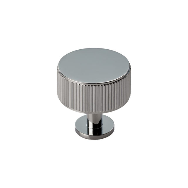 This is an image of a Carlisle Brass - Lines Radio Knob - Polished Chrome that is availble to order from Trade Door Handles in Kendal.