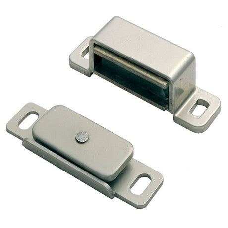 This is an image of a FTD - Superior Steel Magnetic Catch - Nickel Plate that is availble to order from Trade Door Handles in Kendal.