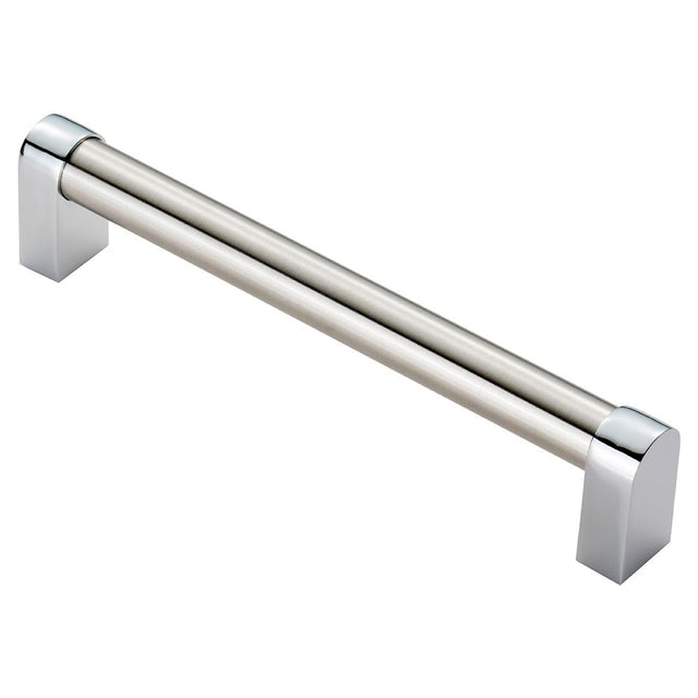 This is an image of a FTD - Bauhaus Handle 160mm - Satin Nickel/Polished Chrome that is availble to order from Trade Door Handles in Kendal.