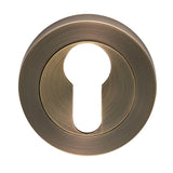 This is an image of a Carlisle Brass - Euro Profile escutcheon - Antique Brass that is availble to order from Trade Door Handles in Kendal.