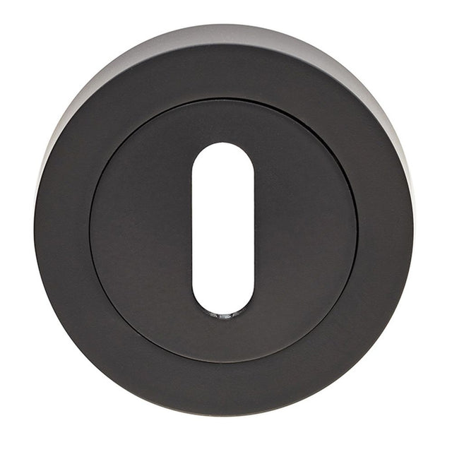 This is an image of a Carlisle Brass - Standard profile Escutcheon - Matt Black that is availble to order from Trade Door Handles in Kendal.