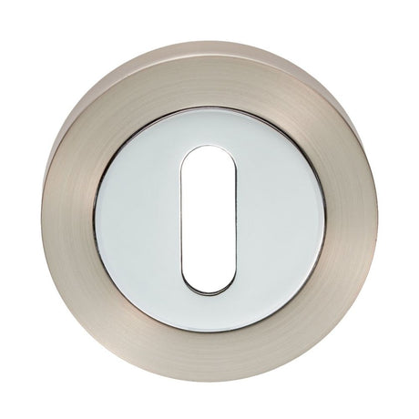 This is an image of a Carlisle Brass - Standard Profile Escutcheon - Satin Nickel / Polished Chrome that is availble to order from Trade Door Handles in Kendal.